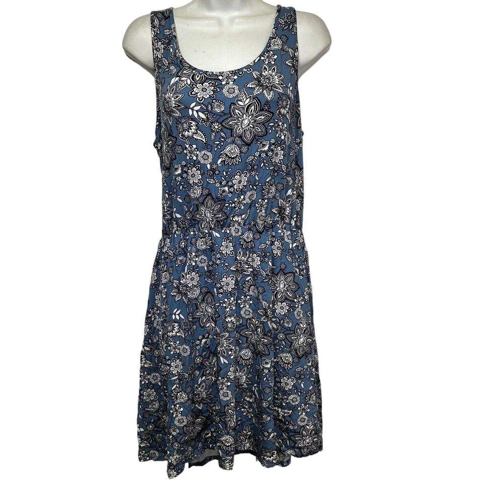 chetta b floral blue black Modal dress XL